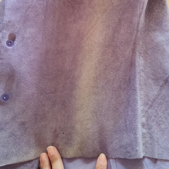 Express World Brand 100% Genuine Leather button up blouse, sz M-7/8 (Faded Now!) - Picture 17 of 17